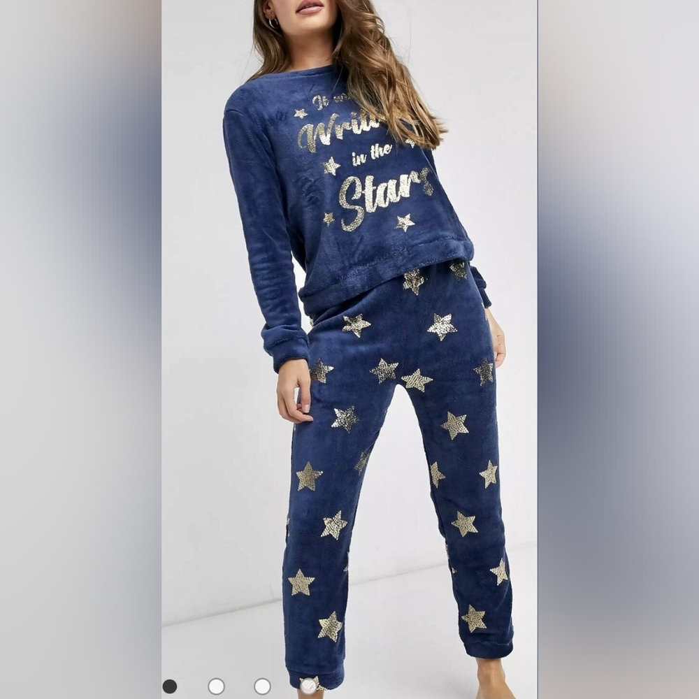 Brave Soul Blue and Gold Star Pajama Set